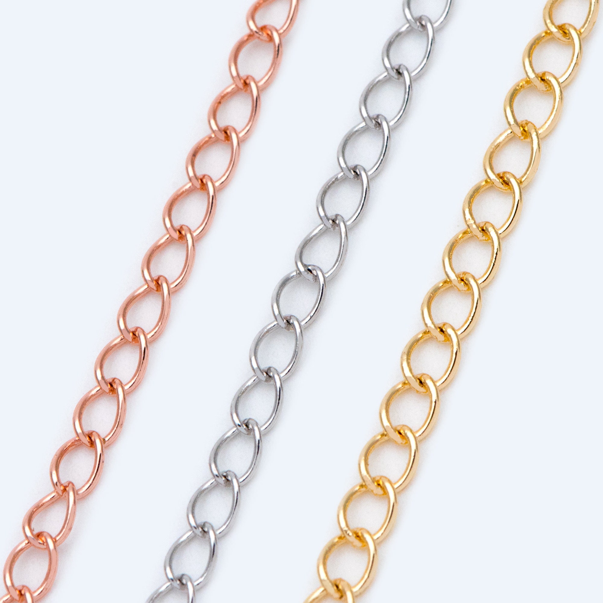 4mm Rose Gold Chain, Rose Gold Plated Chain, Rose Gold Plated, Necklace  Chain