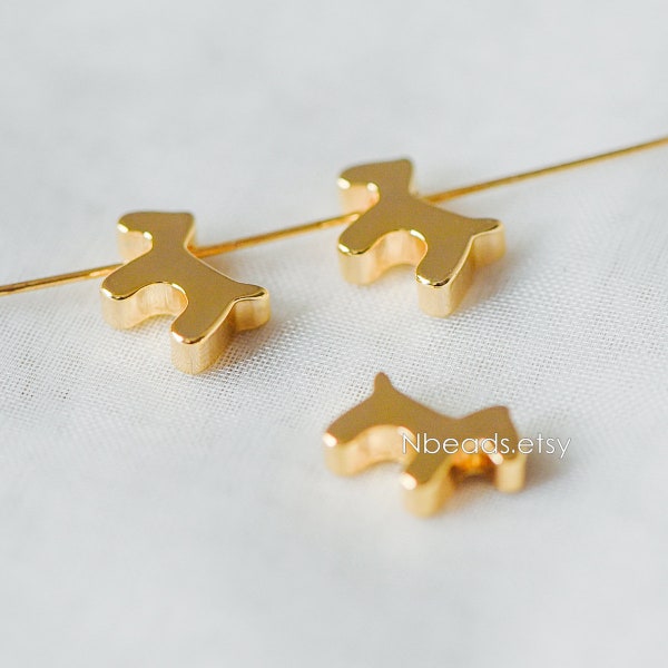 10 perles pour chien en laiton plaqué or, belles breloques pour chien 10 x 8 mm (GB-301)