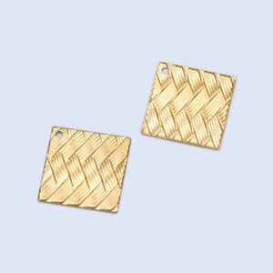 20pcs Raw Brass Square Charm, Geometric Disc Pendants 15mm, Brass Findings Wholesale  (RB-192)