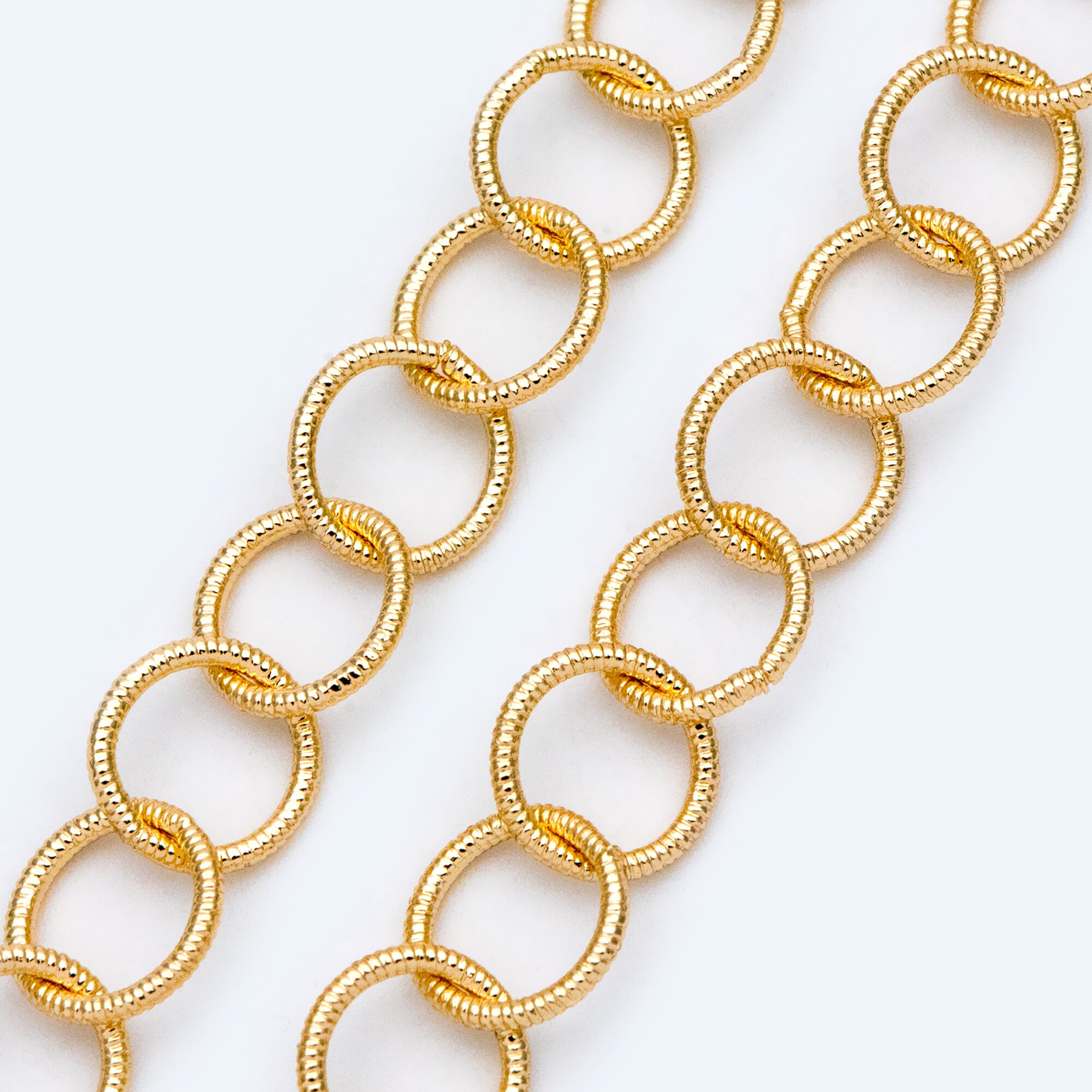 Gold Round Loop Chain 8.8mm 18K Real Gold Plated Brass Etsy