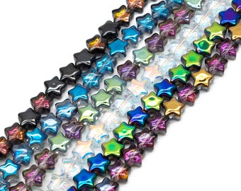 20pcs Sparkly Crystal Star Beads 8mm, Smooth Glass Star Beads (TS-133)