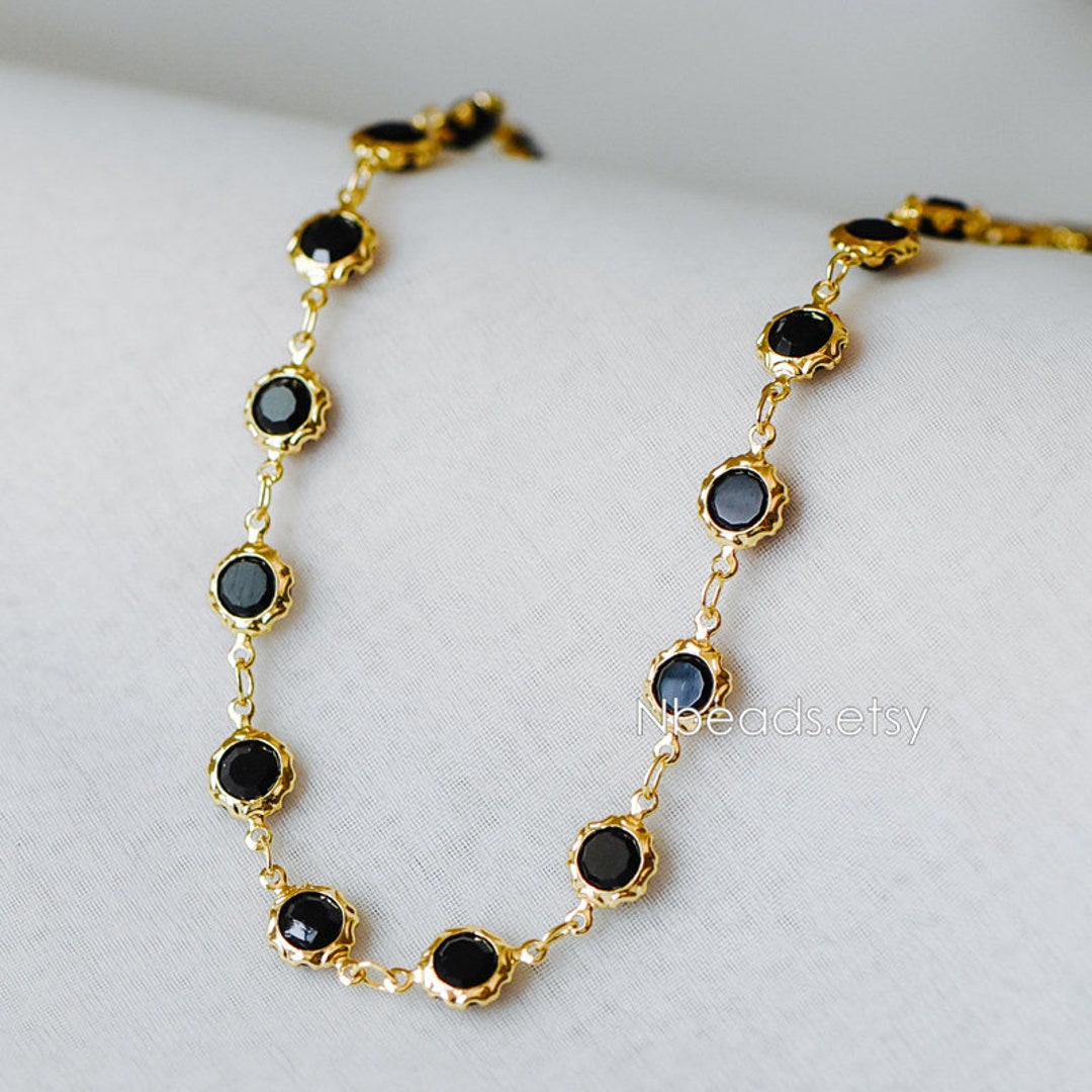 Gold Plated Brass Crystal Beaded Chains Link Chains With 7mm - Etsy