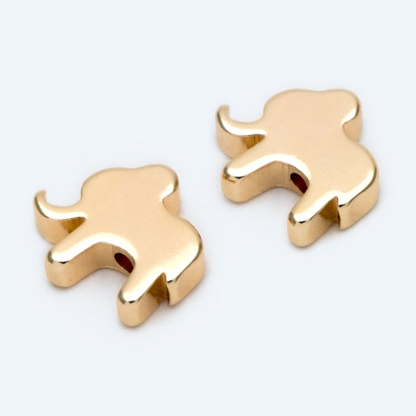 10pcs Gold Elephant Beads 11x12mm, Jewelry Making, Diy Material, Jewelry Supplies (GB-2153)