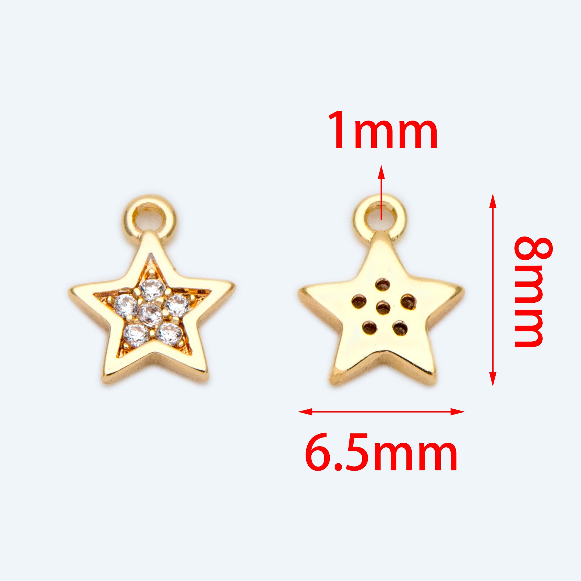 10pcs CZ Paved Gold Star Charm Pendant 8x6.5mm Real Gold Etsy