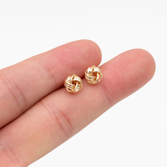 9ct Gold Andralok Small Knotted Loop Rhodium Studs Earrings