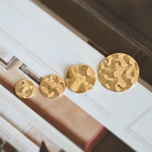 10pcs Hammered Disc Charms 8/ 10/ 12/ 16mm, Polished Gold plated Brass Coin Tags, Round Textured Coin Pendants GB-020 image 7