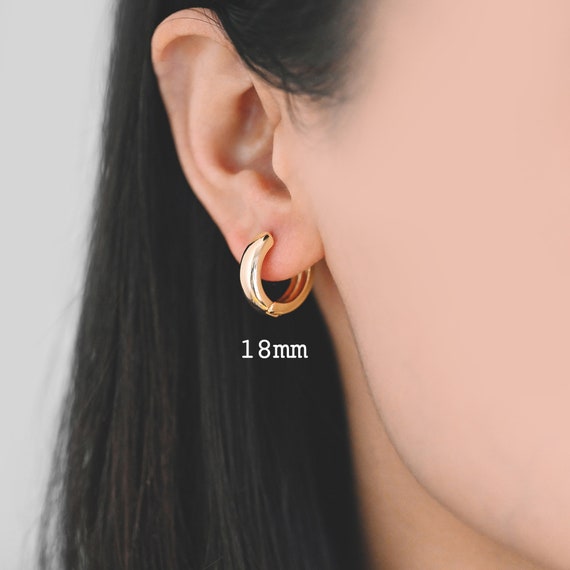 10pcs Gold/ Silver Tone Hoop Earrings, 14/ 16/ 18mm, Gold
