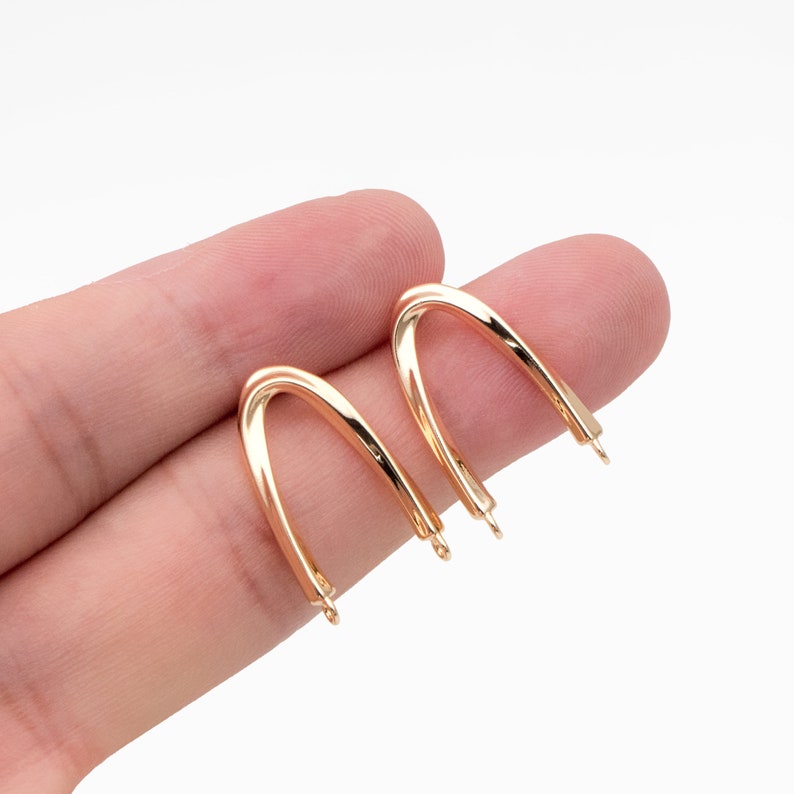4pcs Gold Twist Bar Stud Earrings with 2 Loops, U-shaped Ear Posts, Simple Ear Wire Findings GB-3857 image 7