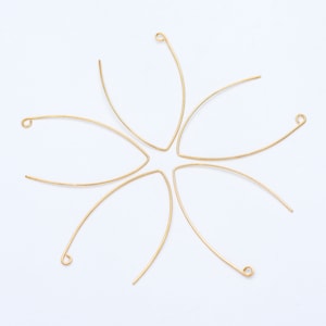20pcs Gold Plated Brass Ear Hooks 39mm, Simple Big Earwires Earring ...