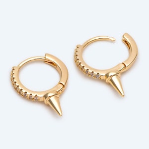 4pcs Gold Spiky Earrings, Spike Hoop Earrings 13x18mm, Dainty Huggie Earrings (GB-2355)
