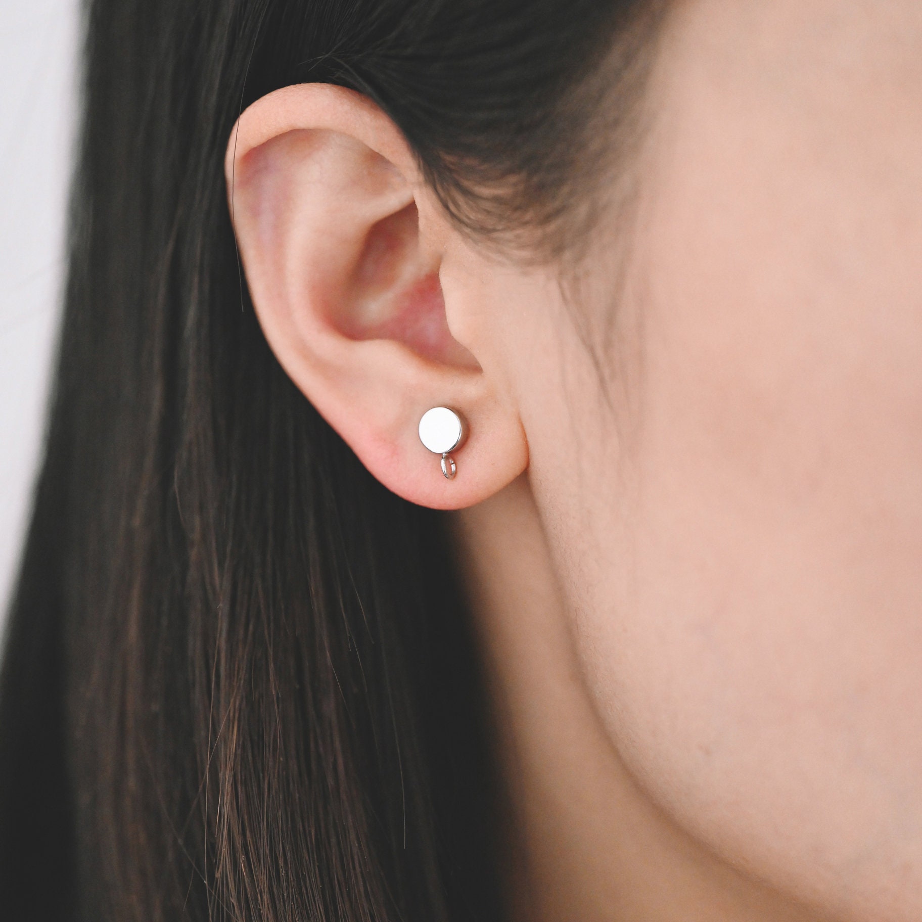 10PCS 골드 | 로듐 도금 황동 코인 스터드 귀걸이 라운드 코인 이어 포스트 루프(GB-656)-Freehip.co.kr