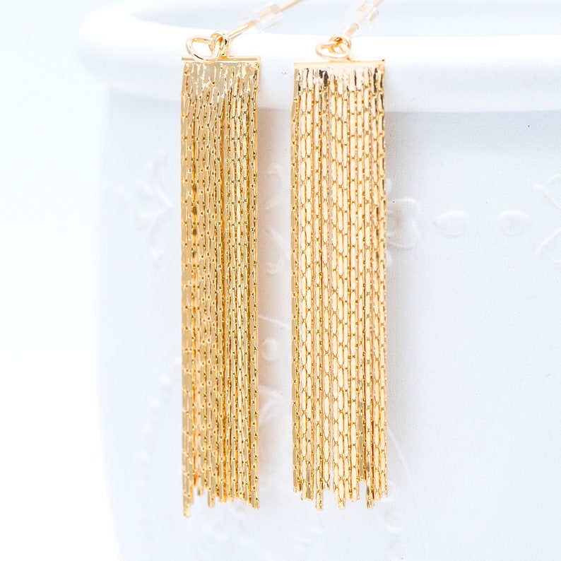 10pcs Gold Chain Tassels 47x9mm Gold Plated Brass Tassel Etsy