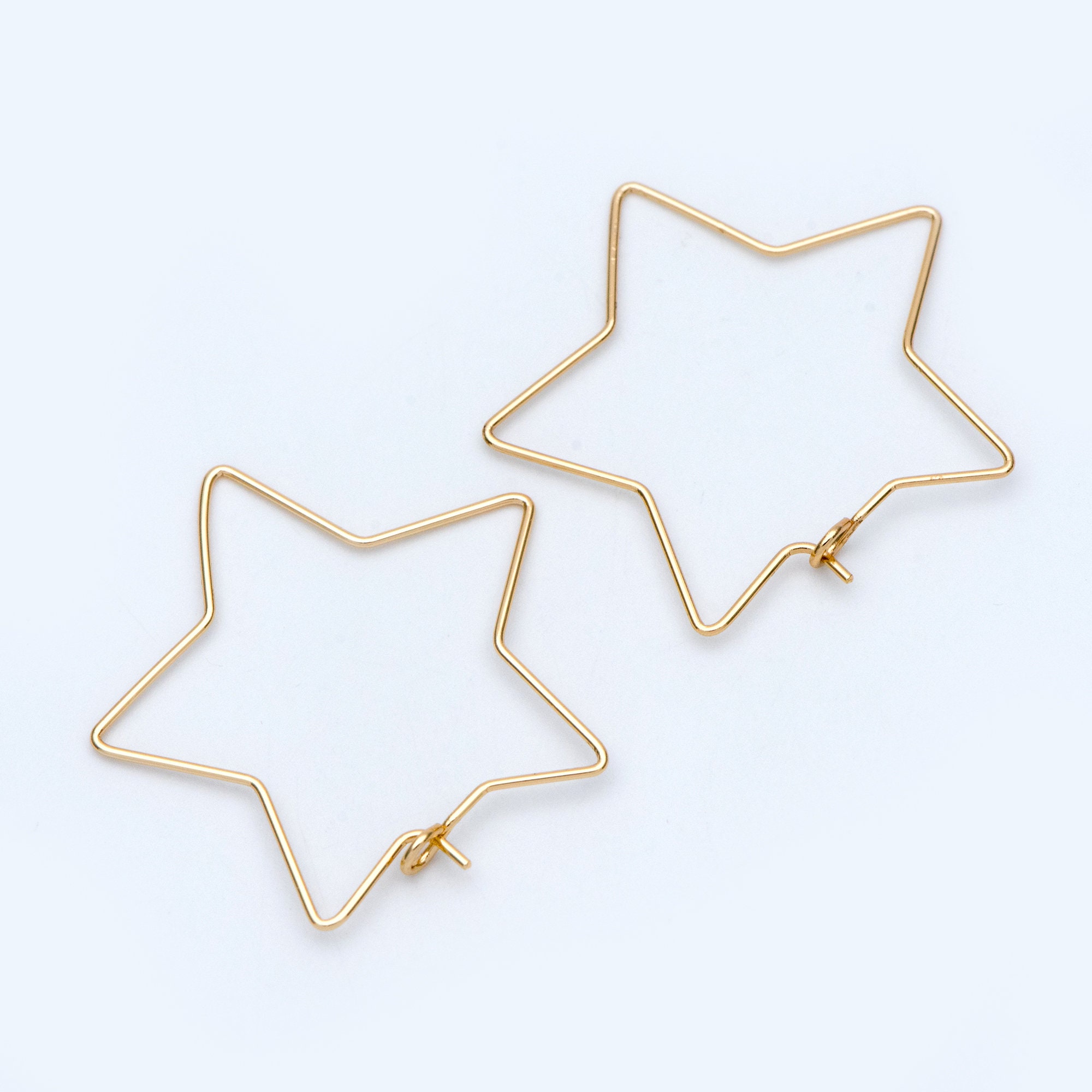 10pcs Gold plated Brass Star Earring Hoops 34mm Geometric Ear | Etsy