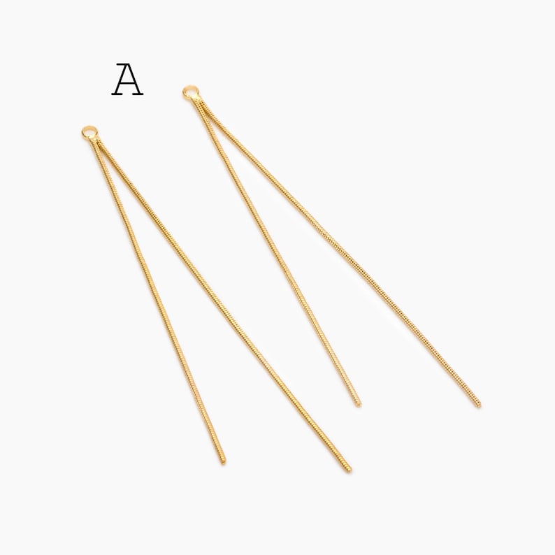 4pcs Chain Tassel Charms, Gold/ Rhodium plated Brass, Tassel Earring Components (GB-3523) #A