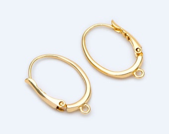 10pcs Gold/ Silver tone Oval Leverback Ear Hooks 15x24mm, Gold/ Rhodium plated on Brass, Earring Hoop Components (GB-1457)