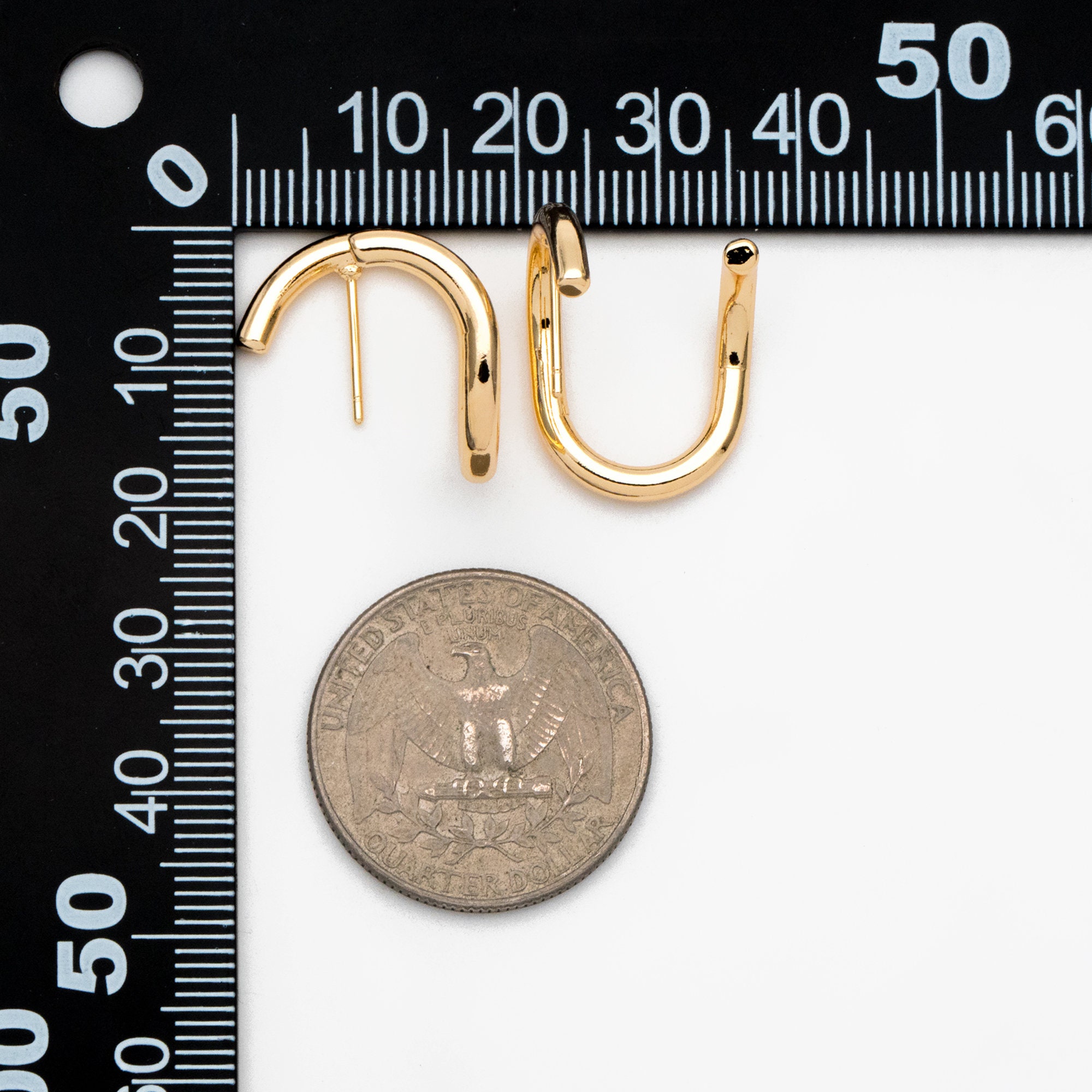 4pcs Gold U-shaped Ear Posts, 18K Gold Plated Brass, Curved Bar Stud ...