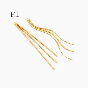 4pcs Chain Tassel Charms, Gold/ Rhodium plated Brass, Tassel Earring Components (GB-3523) #F1