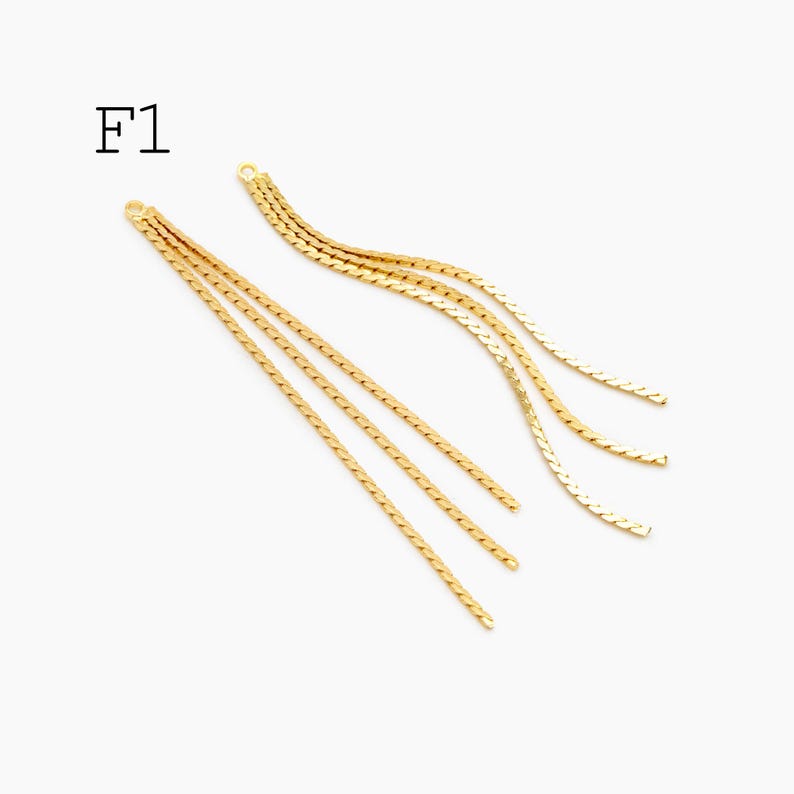 4pcs Chain Tassel Charms, Gold/ Rhodium plated Brass, Tassel Earring Components (GB-3523) #F1