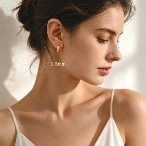 4pcs Gold/ Silver Chunky Hoop Huggies, 3mm Thick, 14/ 16/ 18/ 20/ 26mm, Stainless Steel Hoop Earrings, Minimalist Earrings (GB-2788) image 5