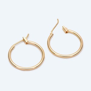 10pcs Gold/ Silver Tone Hoop Earrings, Size 15/ 20/ 25/ 30/ 35/ 40/ 45mm by 1.5mm Thick, Huggie Minimalist Earrings GB-2812 gold