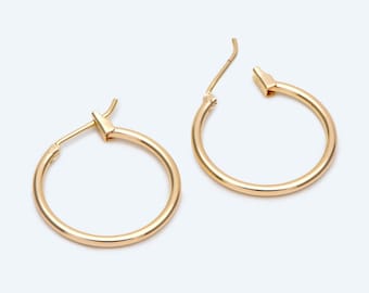 10pcs Gold/ Silver Tone Hoop Earrings, Size 15/ 20/ 25/ 30/ 35/ 40/ 45mm by 1.5mm Thick, Huggie Minimalist Earrings (GB-2812)