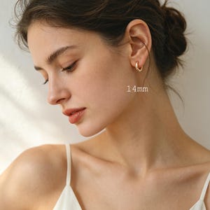 4pcs Gold/ Silver Chunky Hoop Huggies, 3mm Thick, 14/ 16/ 18/ 20/ 26mm, Stainless Steel Hoop Earrings, Minimalist Earrings (GB-2788) image 3