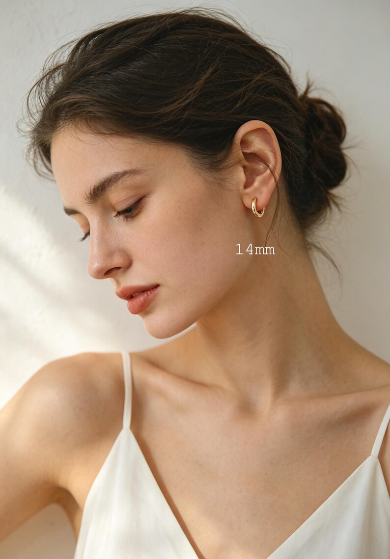 4pcs Gold/ Silver Chunky Hoop Huggies, 3mm Thick, 14/ 16/ 18/ 20/ 26mm, Stainless Steel Hoop Earrings, Minimalist Earrings (GB-2788) image 3