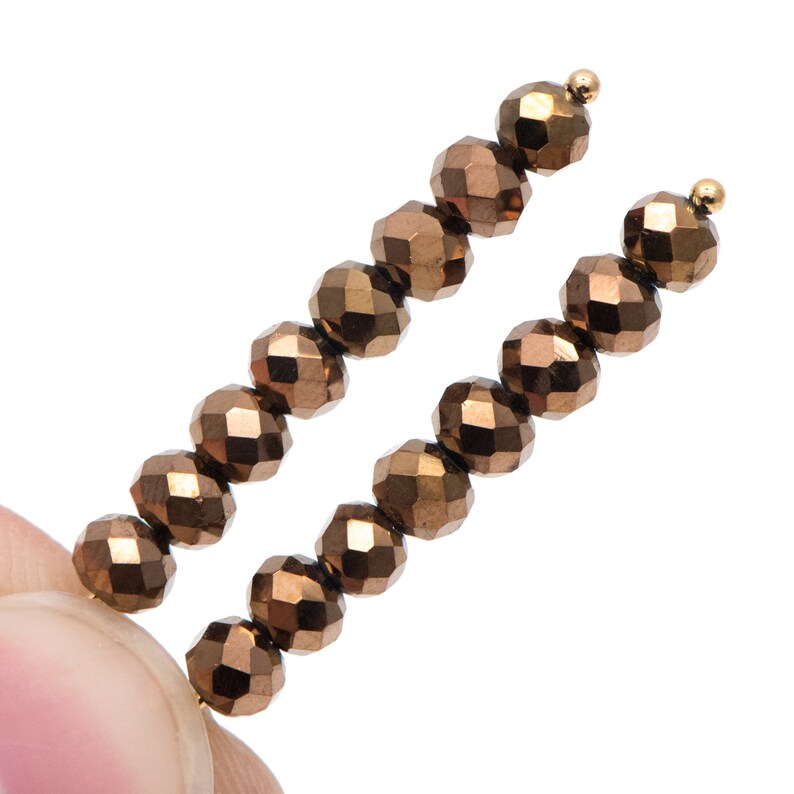 Faceted Rondelle Crystal Glass Beads 3x4mm Antique Copper Metallic Color #BZ04-163 145pcs