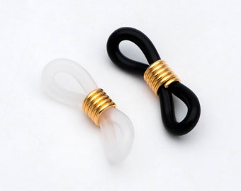 20pcs Rubber Glasses Rope Connectors, Eyeglass Chain Holders, Eyeglass Holder Components(GB-2882)