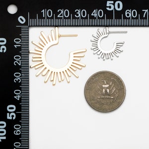 10pcs Gold/ Silver Tone Sun Round Earrings 20/35mm, Gold/ Rhodium plated Brass Sun Jewelry, Sun earrings (#GB-1227) image 7
