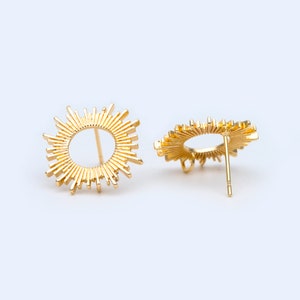 10pcs Sun Earring with Loop, 19mm, 18K Real Gold Plated Brass, Geometric Circle Ring Stud Earrings  (#GB-1091)