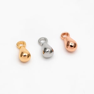 ゴールド/シルバー/ローズゴールド ティアドロップチャーム 20個入り、小さなブレスレットエンドドロップ、ウォータードロップエクステンダーチェーンエンド (GB-208)