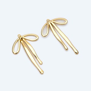 10pcs Gold/ Silver Bowknot Charms 33x20mm, 18K Gold/ Rhodium plated Brass Bow Pendant (#GB-1744)