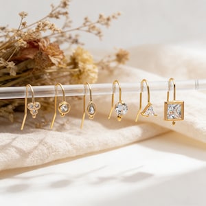 10 stuks CZ effen oorbelhaakjes met lus, 18 kt echt verguld messing, geometrische oorhaakjes (GB-1125)