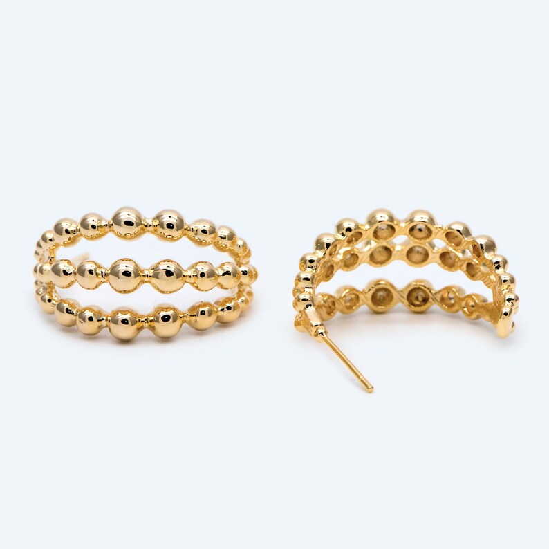 10pcs Gold plated Brass Ear Posts GB-1993 Geometric Loop Stud Earrings