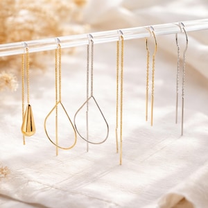 10pcs Gold/ Silver Ear Threader Earrings, Minimalist Style (GB-1735)