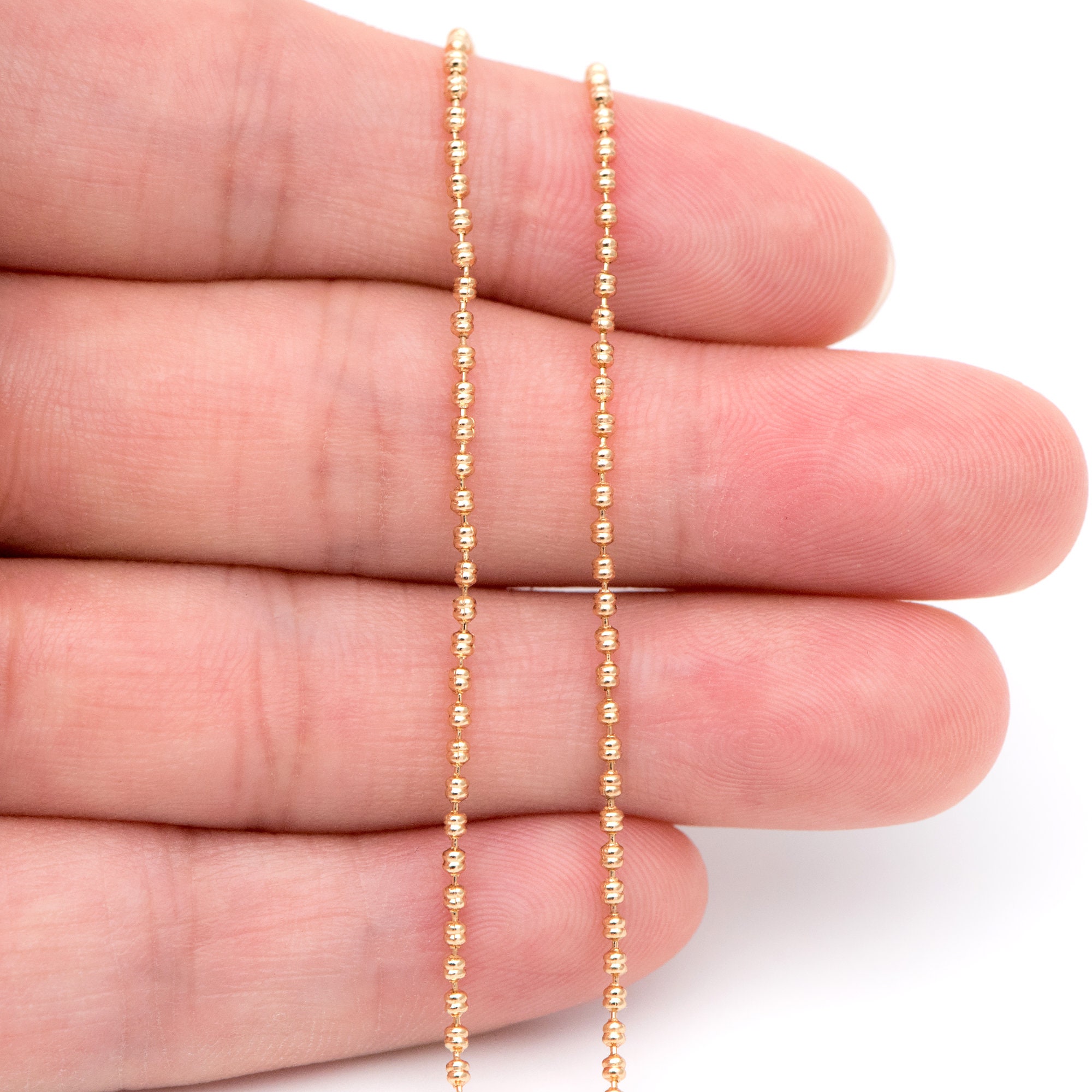 Gold/ Silver Tone Ball Chains 1.5mm, Gold/ Rhodium Plated Brass, DIY ...