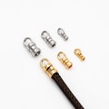 10pcs Gold/ Silver End Crimp Caps, to Finish Beading Chain/ Cord/ Leather, Inner Diameter 1/ 2/ 3mm  (GB-2401)