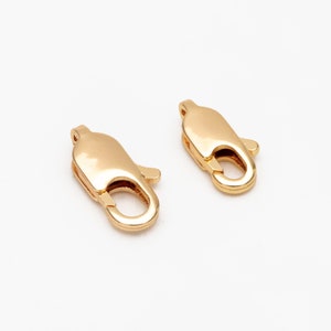 20pcs Gold/ Silver Lobster Claw Clasps 10/ 12mm, Real Gold/ rhodium plated Brass, Necklace Bracelet Charm Clasps (GB-3764)