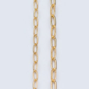 Gold plated Brass Oval Cable Chains, 2.4/ 2.8/ 3mm Wide, DIY Chain Findings Wholesale LK-287/ 1 Meter3.3 ft 画像 1