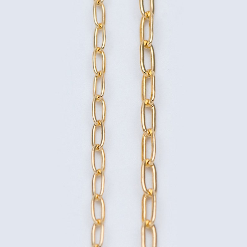 Gold plated Brass Oval Cable Chains, 2.4/ 2.8/ 3mm Wide, DIY Chain Findings Wholesale LK-287/ 1 Meter3.3 ft 画像 1
