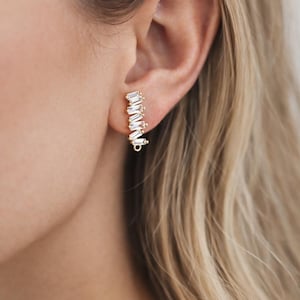 4pcs CZ Pave Irregular Earring Studs with Loop, 18K Gold plated Brass Ear Posts, Dainty Earring Findings (#GB-3619)