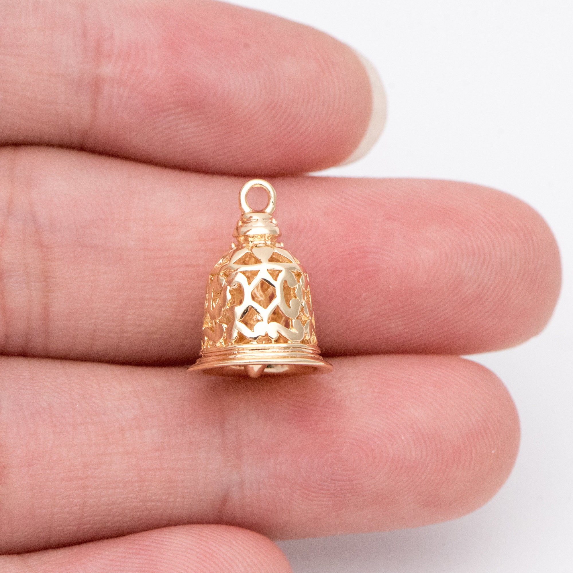 10pcs Gold Jingle Bell Charms 18K Gold Plated Brass Bell Etsy