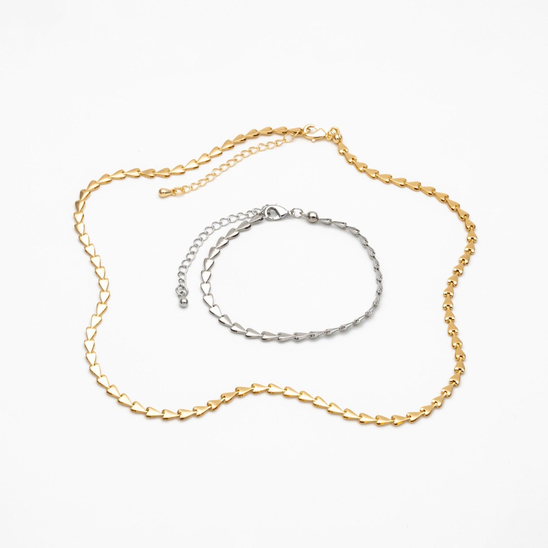 Triangular Mini Chain Gold/ Silver Tone Triangle Chain 3mm, Finished Bracelet/ Anklet ...