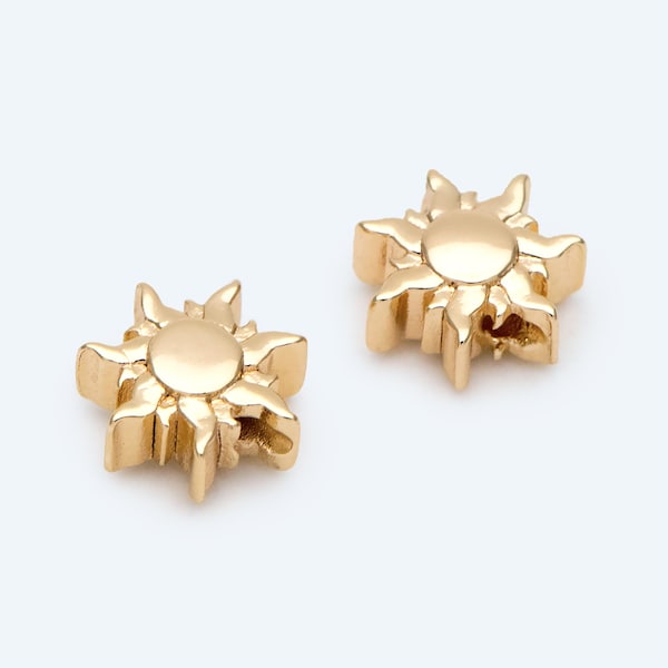 10 perles soleil dorées, perles métalliques, perles intercalaires en laiton plaqué or (GB-2760)