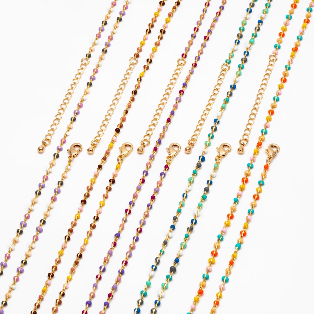 Mix Color Enamel Bead Chains 1.8mm, Finished Bracelet/ Anklet/ Necklace ...
