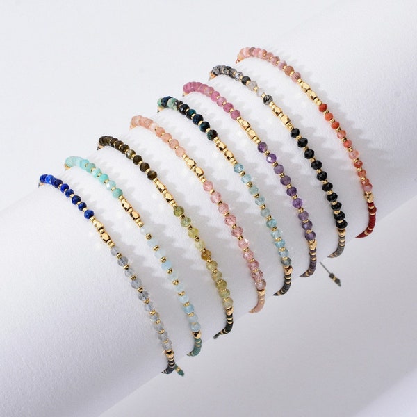 Adjustable String Bracelet, Miyuki Bracelet, Stone Bracelet, Tiny Beaded Bracelets, Layering Bracelet, Boho Bracelet (RM-62)