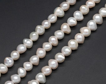 White Freshwater Teardrop Pearls 6x8mm, Natural Drop Pearl Wholesale (#PL-78)/ 14" Full strand