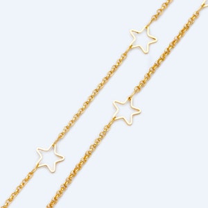 Star Chain, 18K Gold plated Brass, Bulk small cable chain Wholesale LK-421/ 1 Meter3.3ft image 1