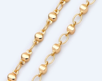 Gold plated Brass Link Chains 2.8mm, Floral Specialty Chains for DIY Necklace (#LK-397)/ 1 Meter=3.3 ft